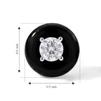 D'Joy - Moissanite & Dyed Black Jade Stud Earring with Push Back in Rhodium Overlay Sterling Silver 13.30 Ct._8663102_4