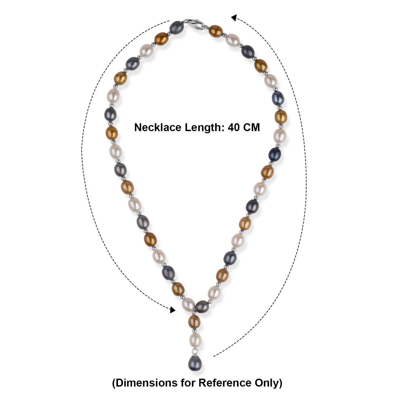 LA Closeout Deals Multi Colour Golden, Peacock, Silver &amp; White Fresh Water Pearl Necklace (Size - 16) With Sterling Silver Lobster Clasp V32515368 3