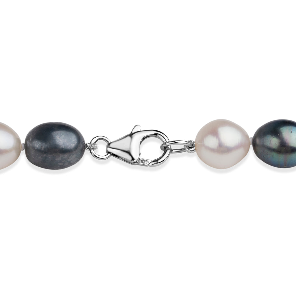 LA Closeout Deals Multi Colour  Golden, Peacock, Silver & White Fresh Water Pearl Necklace (Size - 18) With Sterling Silver Lobster Clasp 225.00 Ct._8663203_3