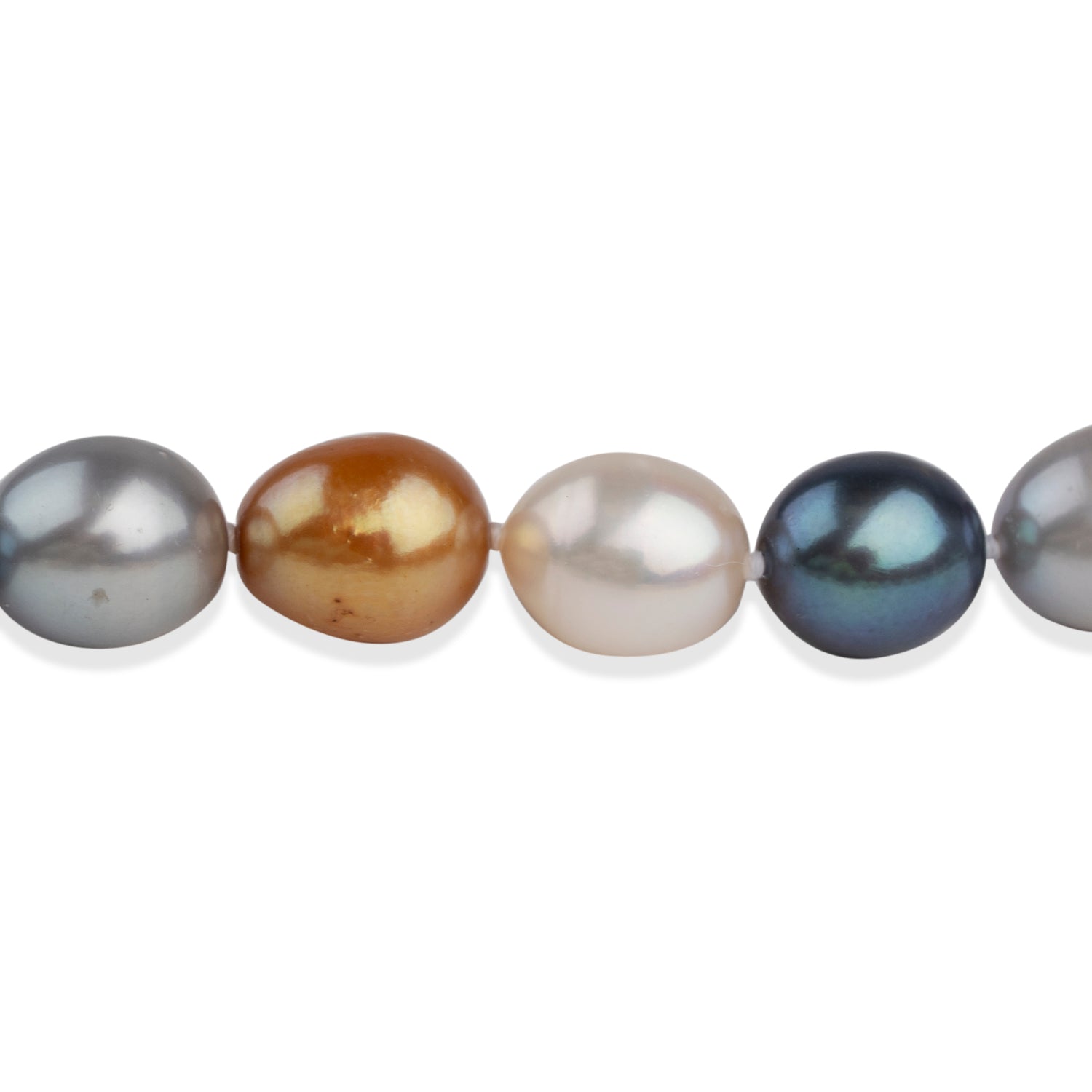 LA Closeout Deals Multi Colour  Golden, Peacock, Silver &amp; White Fresh Water Pearl Necklace (Size - 18) With Sterling Silver Lobster Clasp 225.00 Ct. V32515376 2