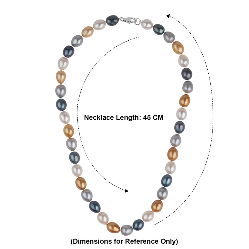 LA Closeout Deals Multi Colour  Golden, Peacock, Silver & White Fresh Water Pearl Necklace (Size - 18) With Sterling Silver Lobster Clasp 225.00 Ct._8663203_5