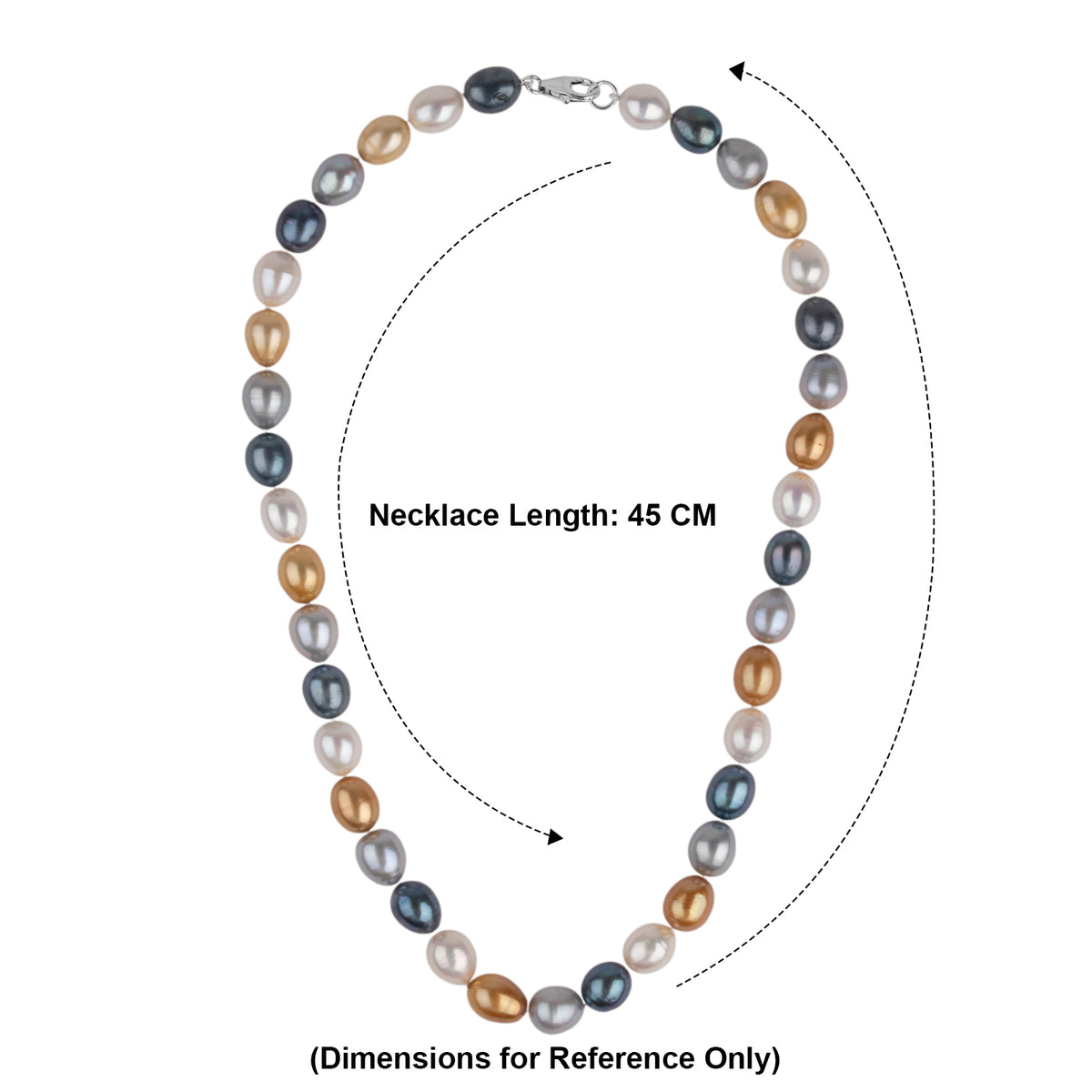 LA Closeout Deals Multi Colour  Golden, Peacock, Silver &amp; White Fresh Water Pearl Necklace (Size - 18) With Sterling Silver Lobster Clasp 225.00 Ct. V32515376 3