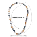 LA Closeout Deals Multi Colour  Golden, Peacock, Silver & White Fresh Water Pearl Necklace (Size - 18) With Sterling Silver Lobster Clasp 225.00 Ct._8663203_5