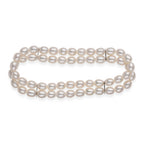 LA Closeout Deals White Fresh Water Pearl Two Row Stretchable Bracelet (Size - 7)_8663225