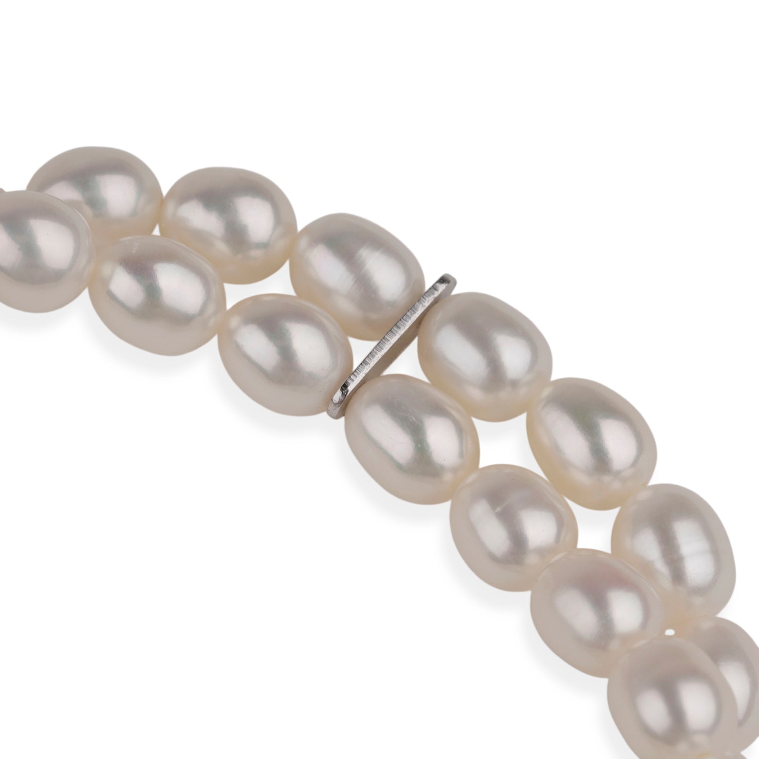 LA Closeout Deals White Fresh Water Pearl Two Row Stretchable Bracelet (Size - 7) V32514892 1