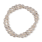 LA Closeout Deals White Fresh Water Pearl Two Row Stretchable Bracelet (Size - 7)_8663225_2