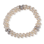 LA Closeout Deals White Fresh Water Pearl Three Row Stretchable Bracelet_8663228_1