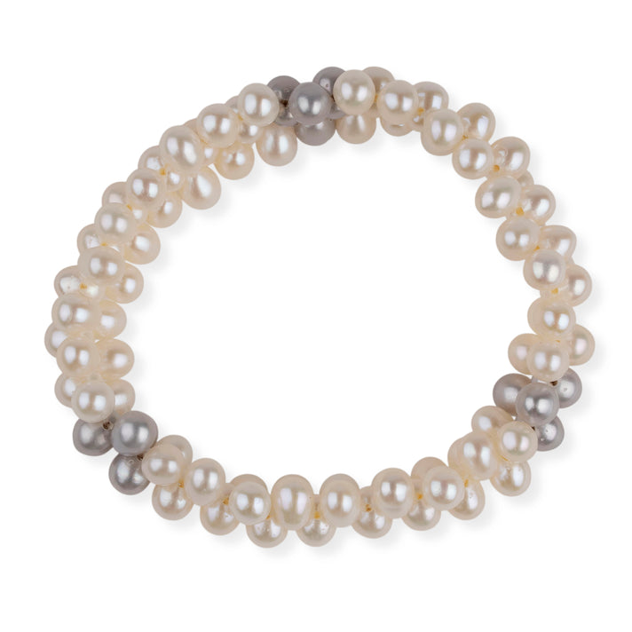 LA Closeout Deals White Fresh Water Pearl Three Row Stretchable Bracelet 8663228 2