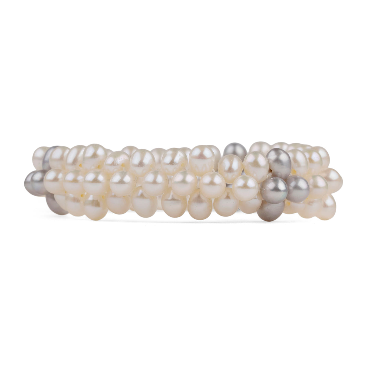 LA Closeout Deals White Fresh Water Pearl Three Row Stretchable Bracelet 8663228 2