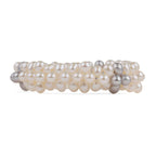 LA Closeout Deals White Fresh Water Pearl Three Row Stretchable Bracelet_8663228_2