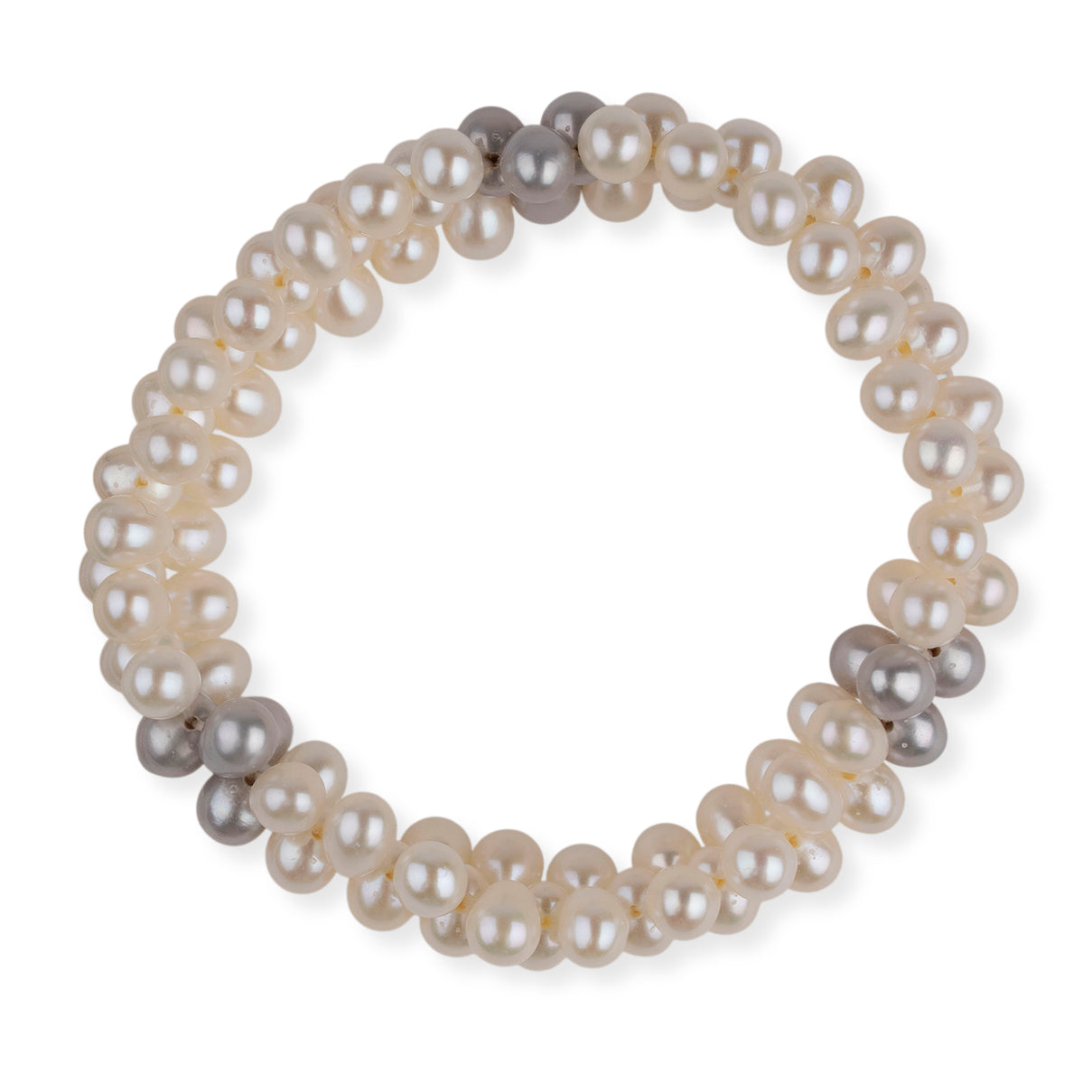LA Closeout Deals White Fresh Water Pearl Three Row Stretchable Bracelet 8663228 3