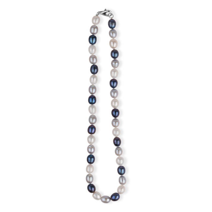 LA Closeout Deals Multi Colour Peacock, Silver &amp; White Fresh Water Pearl Necklace (Size - 18) With Sterling Silver Lobster Clasp 225.00 Ct. 8663239 1