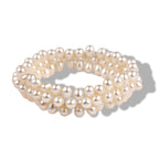 LA Closeout Deals White Fresh Water Pearl Three Row Stretchable Bracelet (Size - 7)_8663240