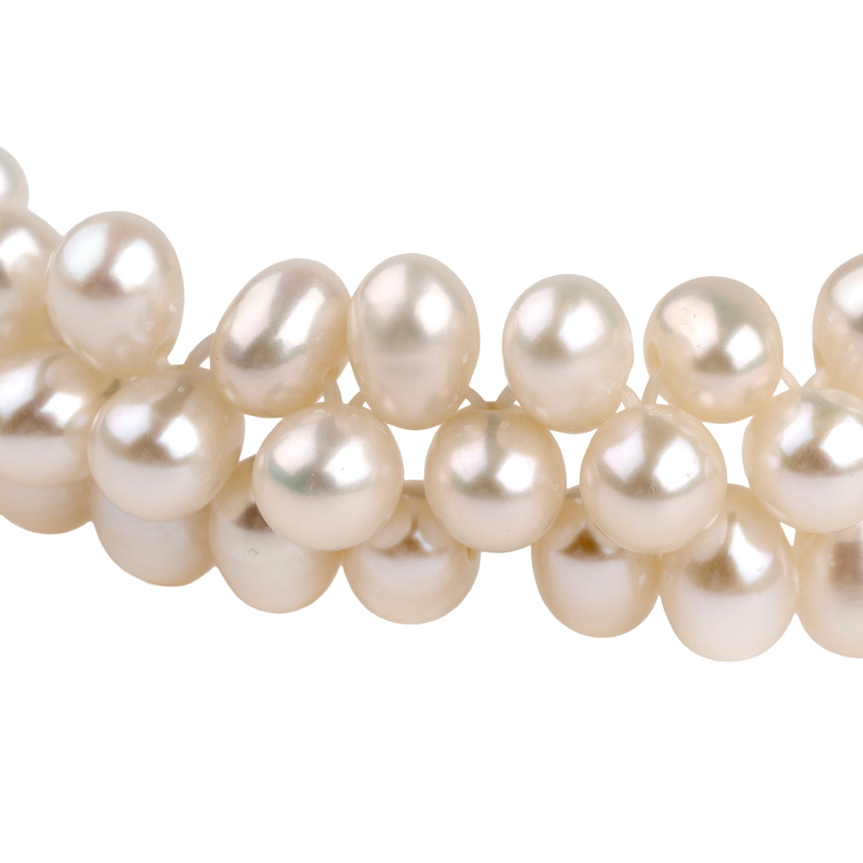 LA Closeout Deals White Fresh Water Pearl Three Row Stretchable Bracelet (Size - 7) 8663240 1