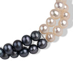 LA Closeout Deals Multi Colour Dyed Peacock, Silver & White Fresh Water Pearl Two Row Stretchable Bracelet (Size - 7)_8663242_2