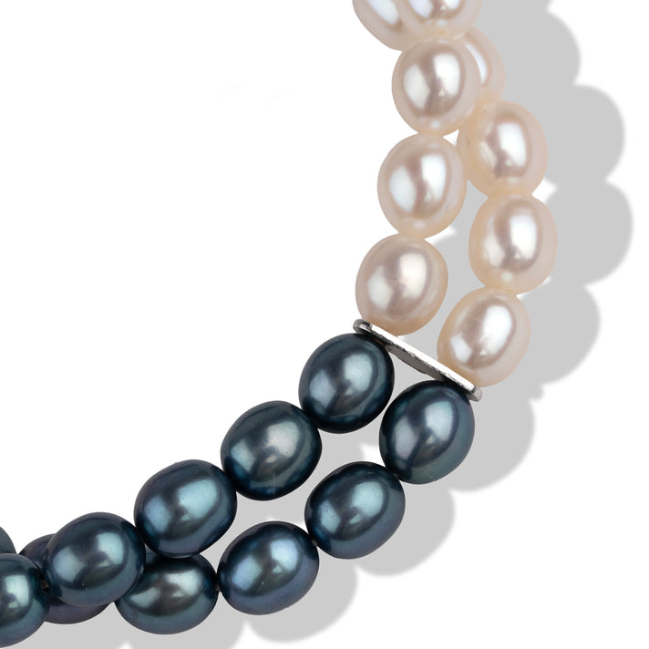 Multi Colour Dyed Peacock &amp;amp; White Freshwater Pearl Two Row Stretch Bracelet 8663245 2