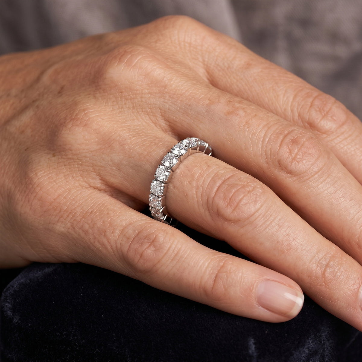 D'Joy - Moissanite Full-Eternity Band Ring in Rhodium Overlay Sterling Silver 1.40 Ct. 8663809 1