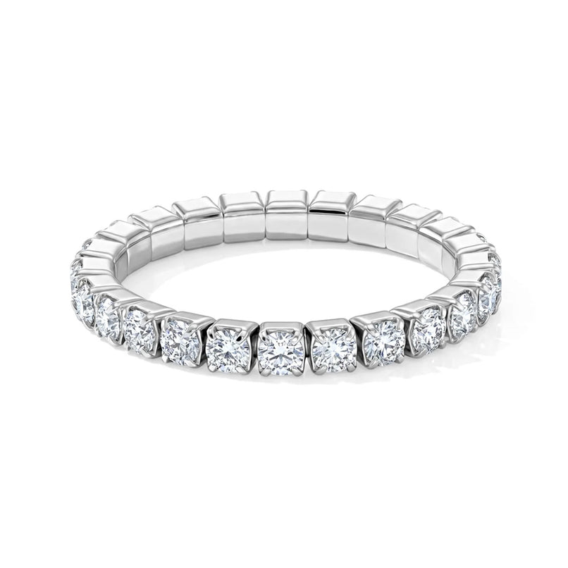 D'Joy - Moissanite Full-Eternity Flexible Band Ring in Rhodium Overlay Sterling Silver 1.40 Ct._8663812