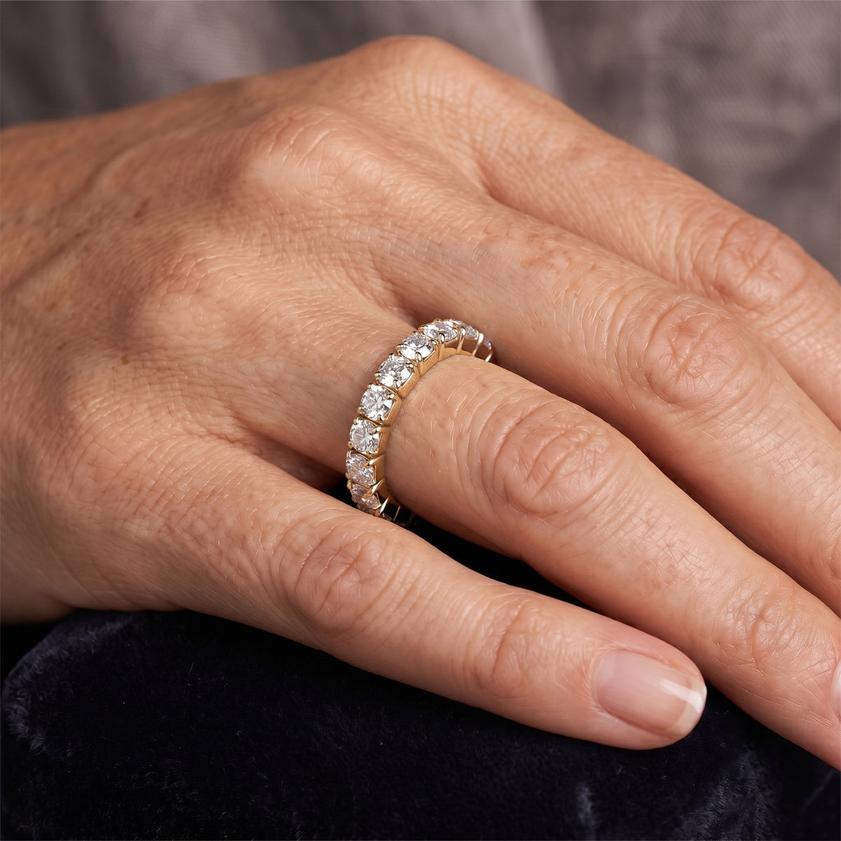 D'Joy - Moissanite Full-Eternity Band Ring in Yellow Gold Plated Sterling Silver 1.40 Ct. 8663827 1