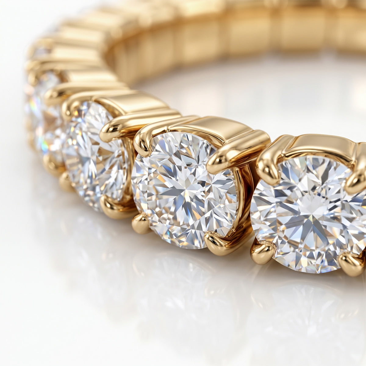 D'Joy - Moissanite Full-Eternity Band Ring in Yellow Gold Plated Sterling Silver 1.40 Ct. 8663828 3
