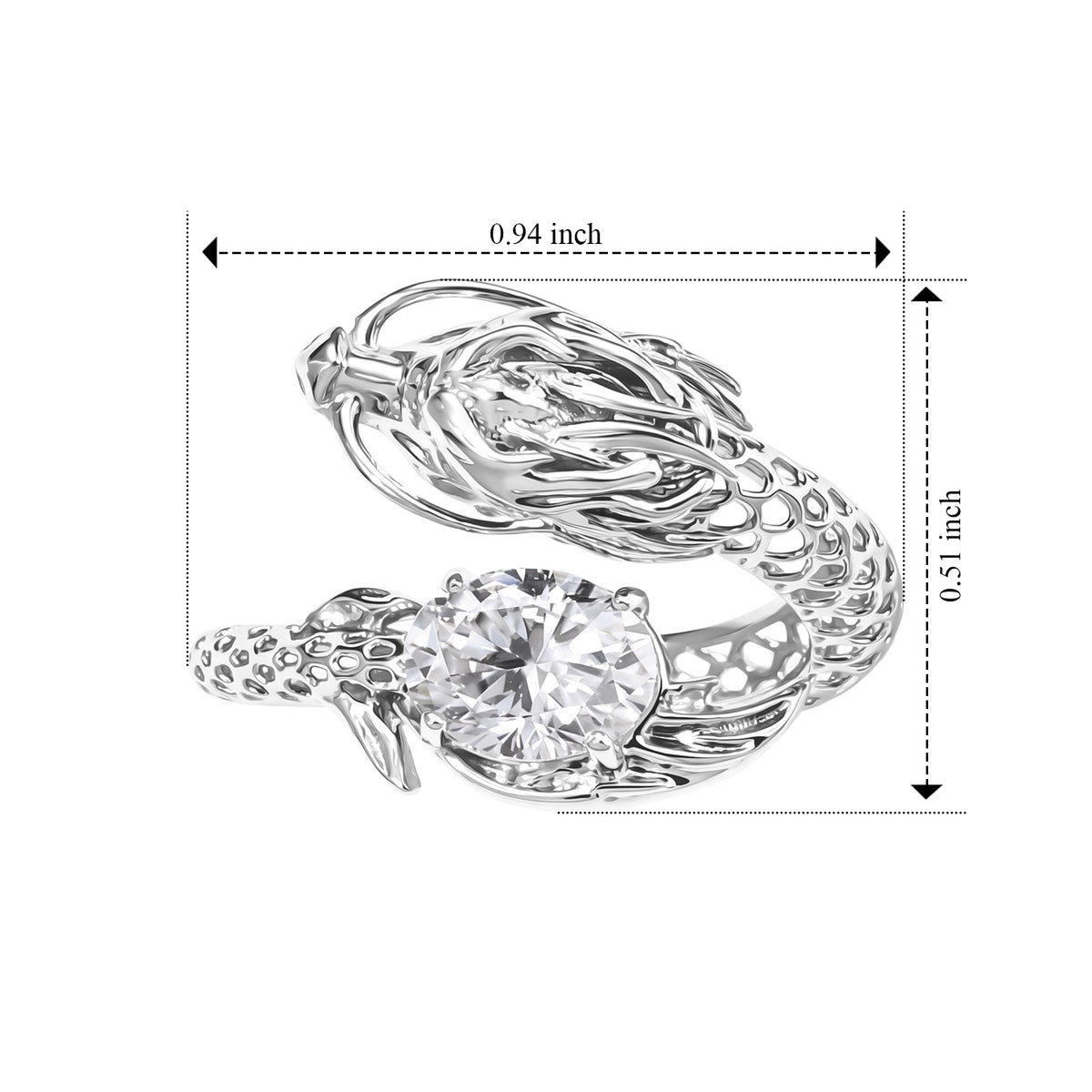 D'Joy - Moissanite Bypass Ring in Rhodium Overlay Sterling Silver  1.55 Ct. 8664066 5