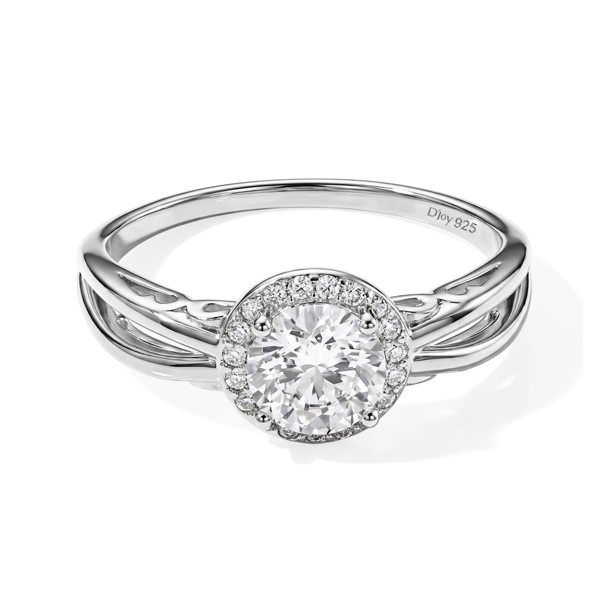 D'Joy - Moissanite Halo Ring in Rhodium Overlay Sterling Silver 1.40 Ct. 8664075 0