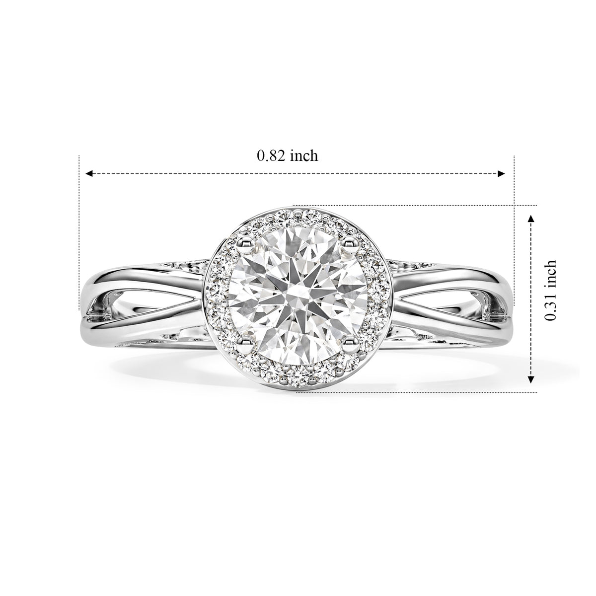 D'Joy - Moissanite Halo Ring in Rhodium Overlay Sterling Silver 1.40 Ct. 8664075 5
