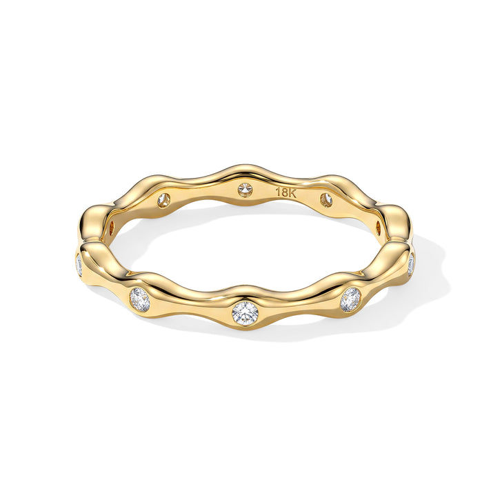 D'Joy - Moissanite Flowing Wave Band Ring in Yellow Gold Plated Sterling Silver 8664102 1