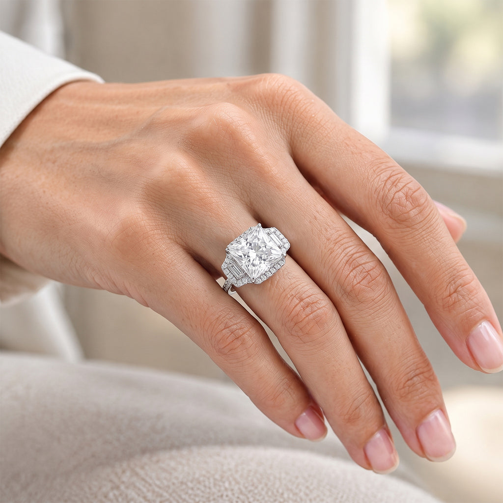 D'Joy Moissanite Fancy Ring in Rhodium OverlaySterling Silver  7.520  Ct._8664121_1