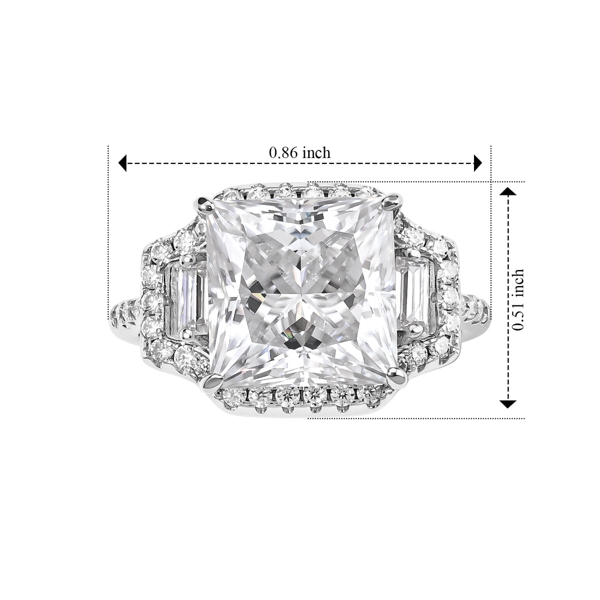 D'Joy Moissanite Fancy Ring in Rhodium OverlaySterling Silver  7.520  Ct. 8664121 5