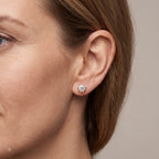 D'Joy - Moissanite Solitaire Stud Earring with Push Back in Yellow Gold Plated Sterling Silver 2.00 Ct._8664130_2