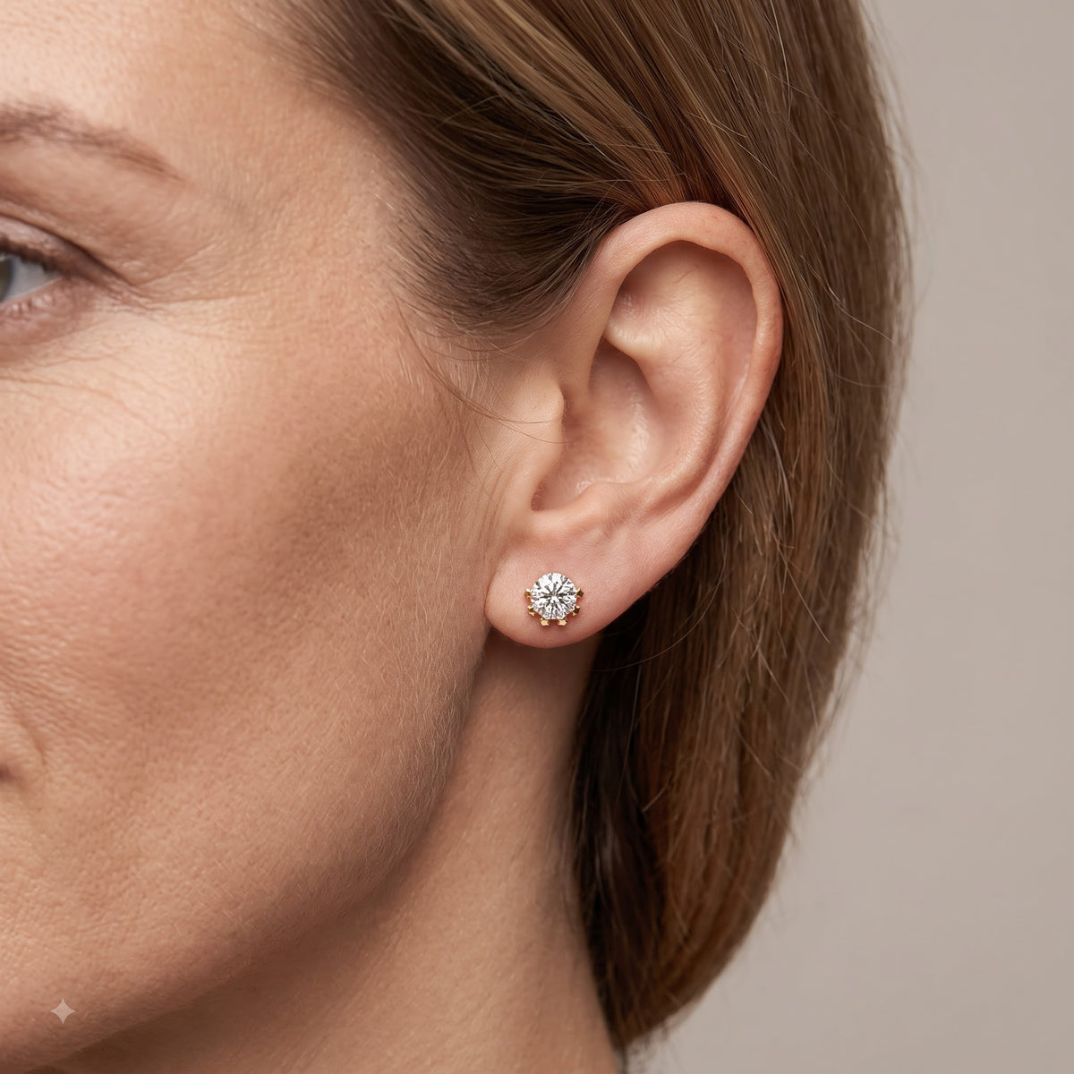 D'Joy - Moissanite Solitaire Stud Earring with Push Back in Yellow Gold Plated Sterling Silver 2.00 Ct. 8664130 3