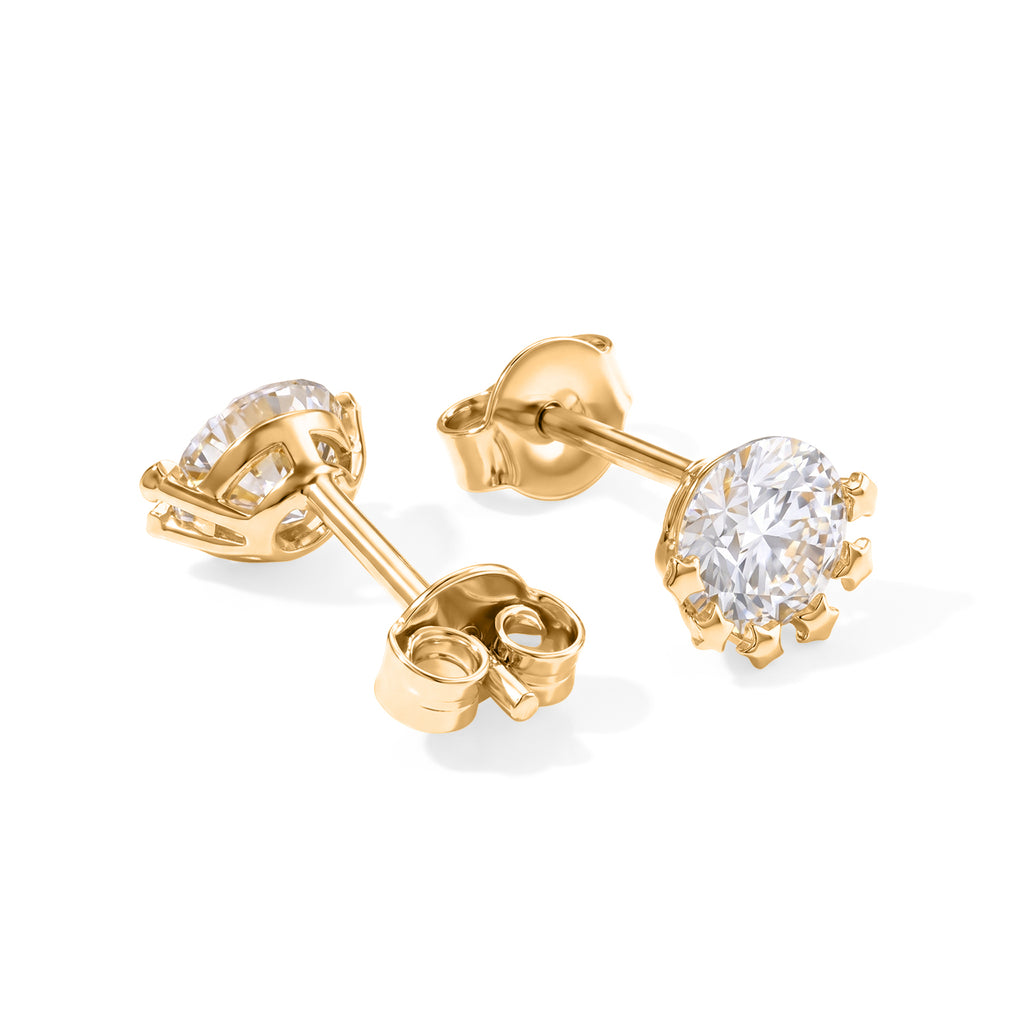 D'Joy - Moissanite Solitaire Stud Earring with Push Back in Yellow Gold Plated Sterling Silver 2.00 Ct._8664130_3