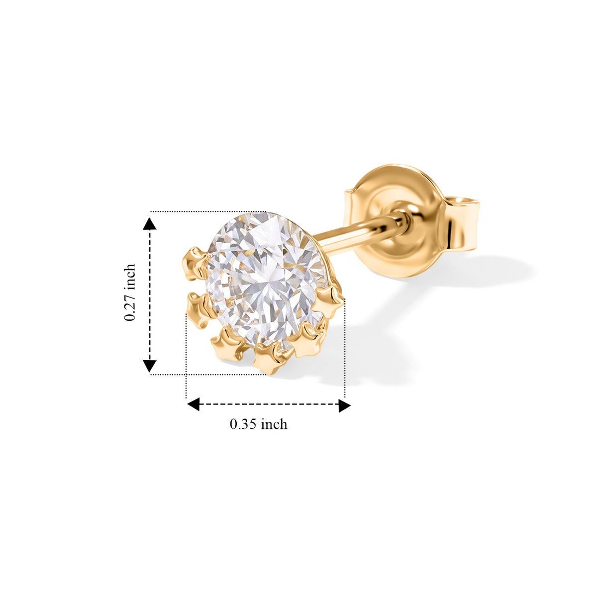 D'Joy - Moissanite Solitaire Stud Earring with Push Back in Yellow Gold Plated Sterling Silver 2.00 Ct. 8664130 5