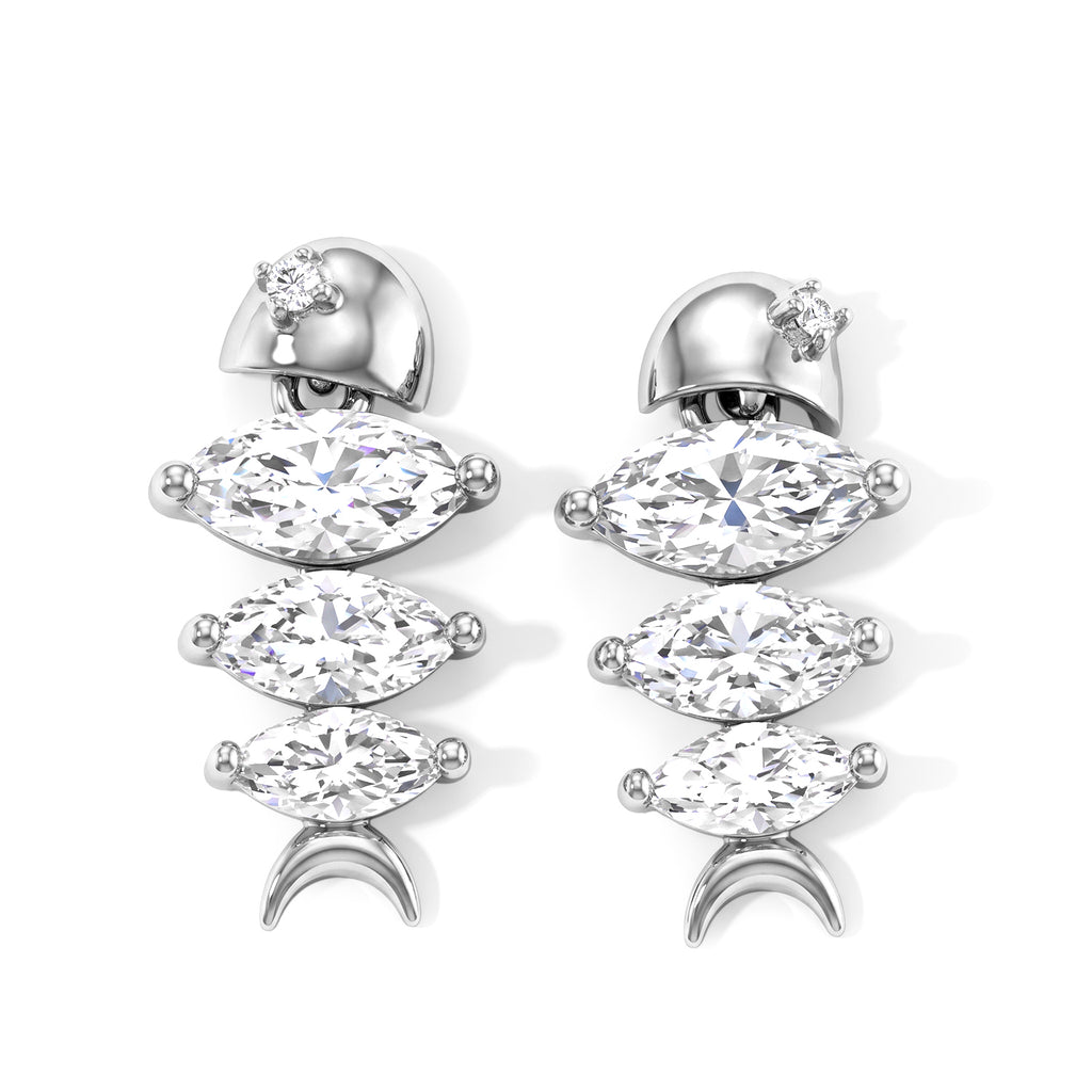 D'Joy - Moissanite Earring with Push Back in Rhodium Overlay Sterling Silver 1.35 Ct._8664131