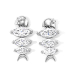 D'Joy - Moissanite Earring with Push Back in Rhodium Overlay Sterling Silver 1.35 Ct._8664131