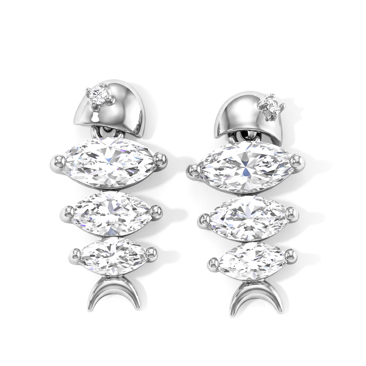D'Joy - Moissanite Earring with Push Back in Rhodium Overlay Sterling Silver 1.35 Ct. V32732518 0