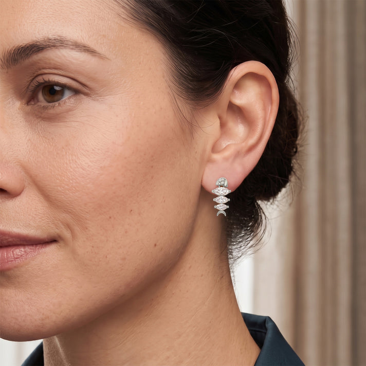 D'Joy - Moissanite Earring with Push Back in Rhodium Overlay Sterling Silver 1.35 Ct. 8664131 2