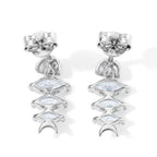 D'Joy - Moissanite Earring with Push Back in Rhodium Overlay Sterling Silver 1.35 Ct._8664131_3