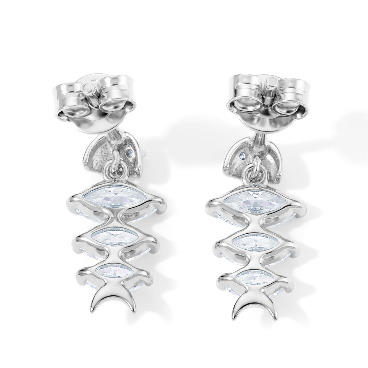 D'Joy - Moissanite Earring with Push Back in Rhodium Overlay Sterling Silver 1.35 Ct. V32732518 4