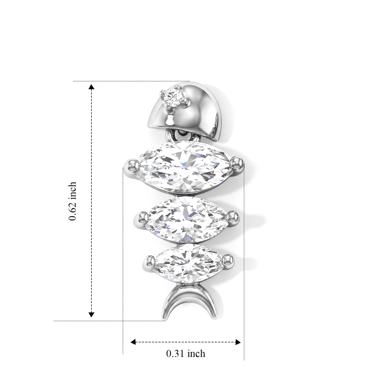 D'Joy - Moissanite Earring with Push Back in Rhodium Overlay Sterling Silver 1.35 Ct. V32732518 5