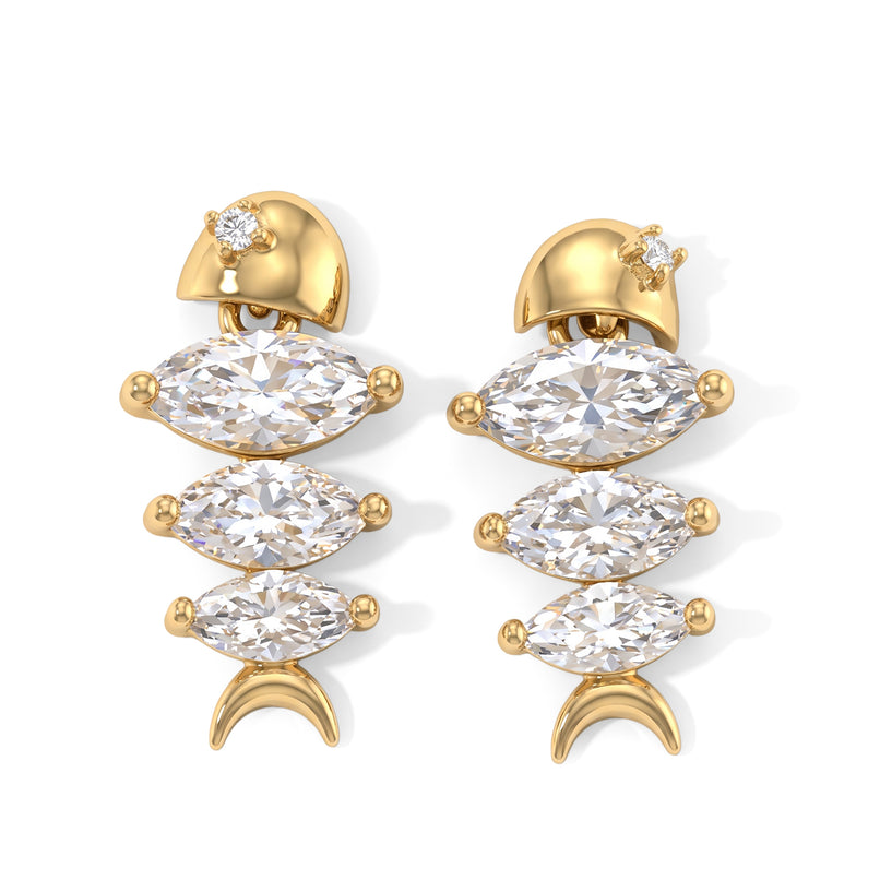 D'Joy - Moissanite Earring with Push Back in Yellow Gold Plated Sterling Silver 1.35 Ct._8664132