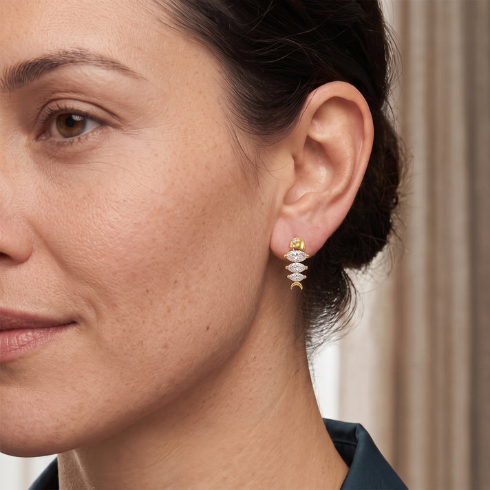 D'Joy - Moissanite Earring with Push Back in Yellow Gold Plated Sterling Silver 1.35 Ct. 8664132 2