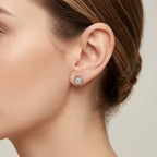 D'Joy - Moissanite Solitaire Earring with Push Back in Rhodium Overlay Sterling Silver 1.00 Ct._8664133_1