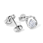 D'Joy - Moissanite Solitaire Earring with Push Back in Rhodium Overlay Sterling Silver 1.00 Ct._8664133_3