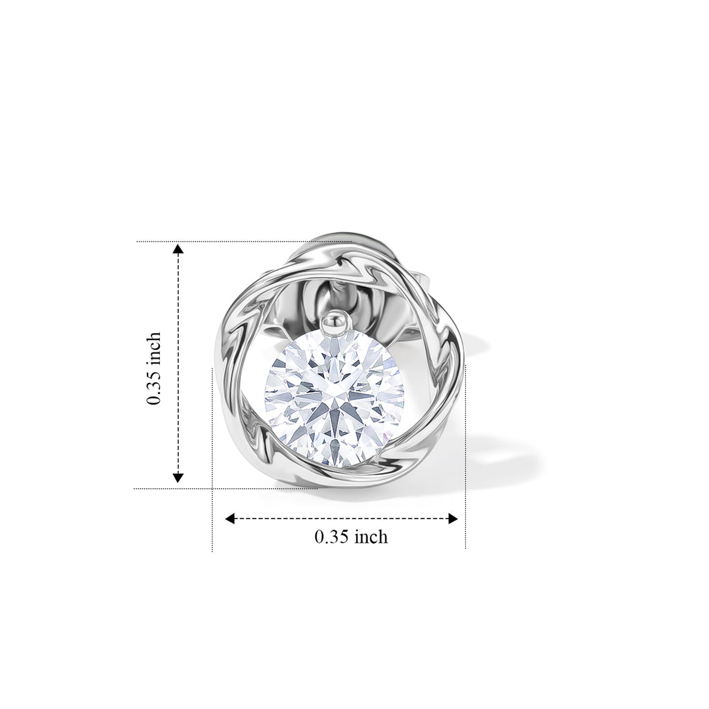 D'Joy - Moissanite Solitaire Earring with Push Back in Rhodium Overlay Sterling Silver 1.00 Ct._8664133_4