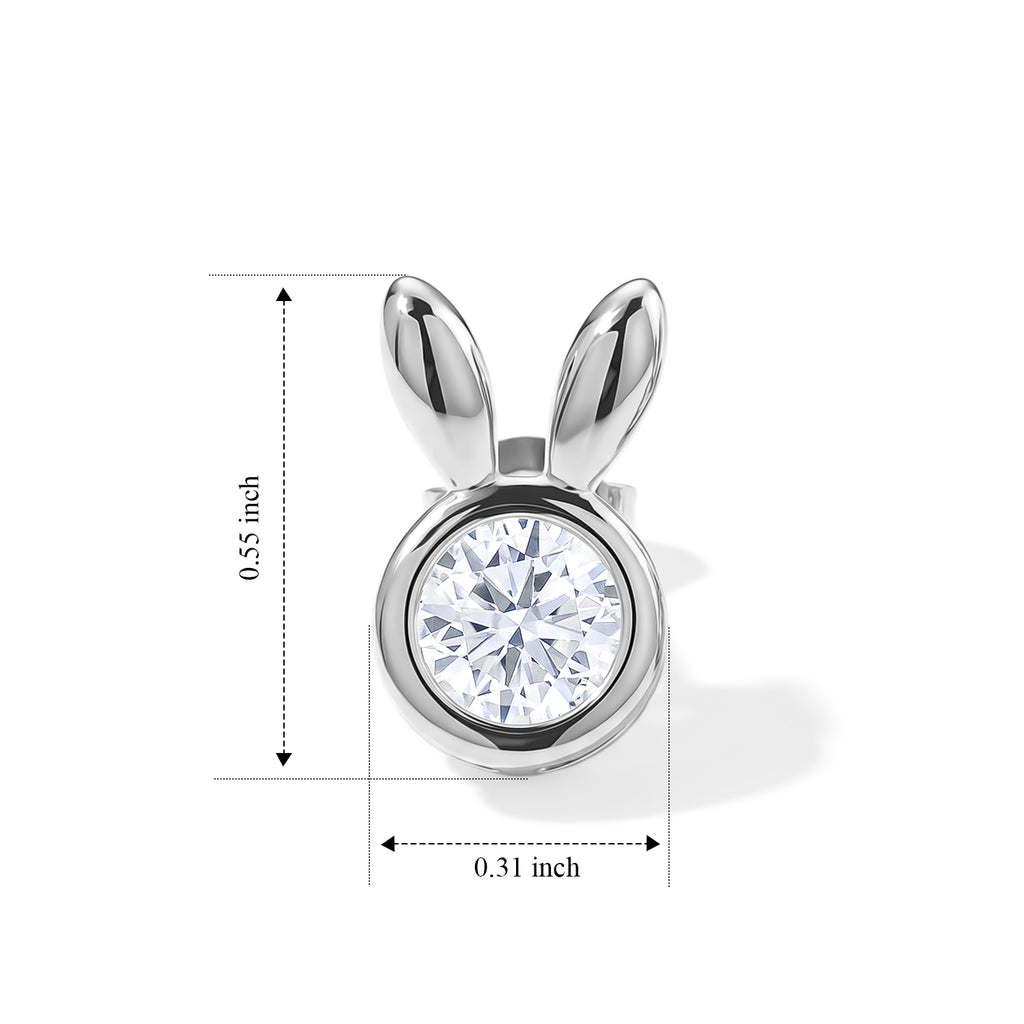 D'Joy - Moissanite Solitaire Earring with Push Back in Rhodium Overlay Sterling Silver 2.00 Ct._8664135_4