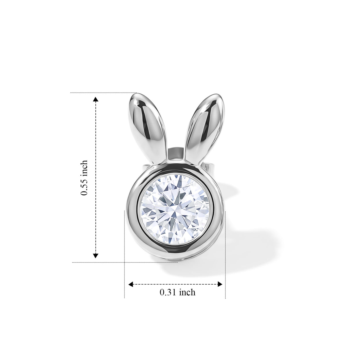 D'Joy - Moissanite Solitaire Earring with Push Back in Rhodium Overlay Sterling Silver 2.00 Ct. V32705085 5