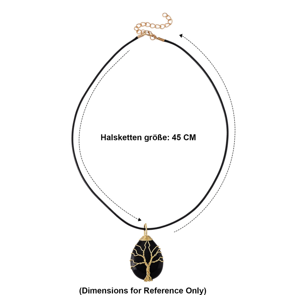 Black Agate Adjustable Tree of Life Drop Necklace (Size - 18+2 Ext) 45.00 Ct._8664240_6