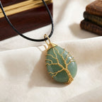 Green Aventurine Adjustable Tree of Life Drop Necklace (Size - 18+2 Ext) 45.00 Ct._8664246_1